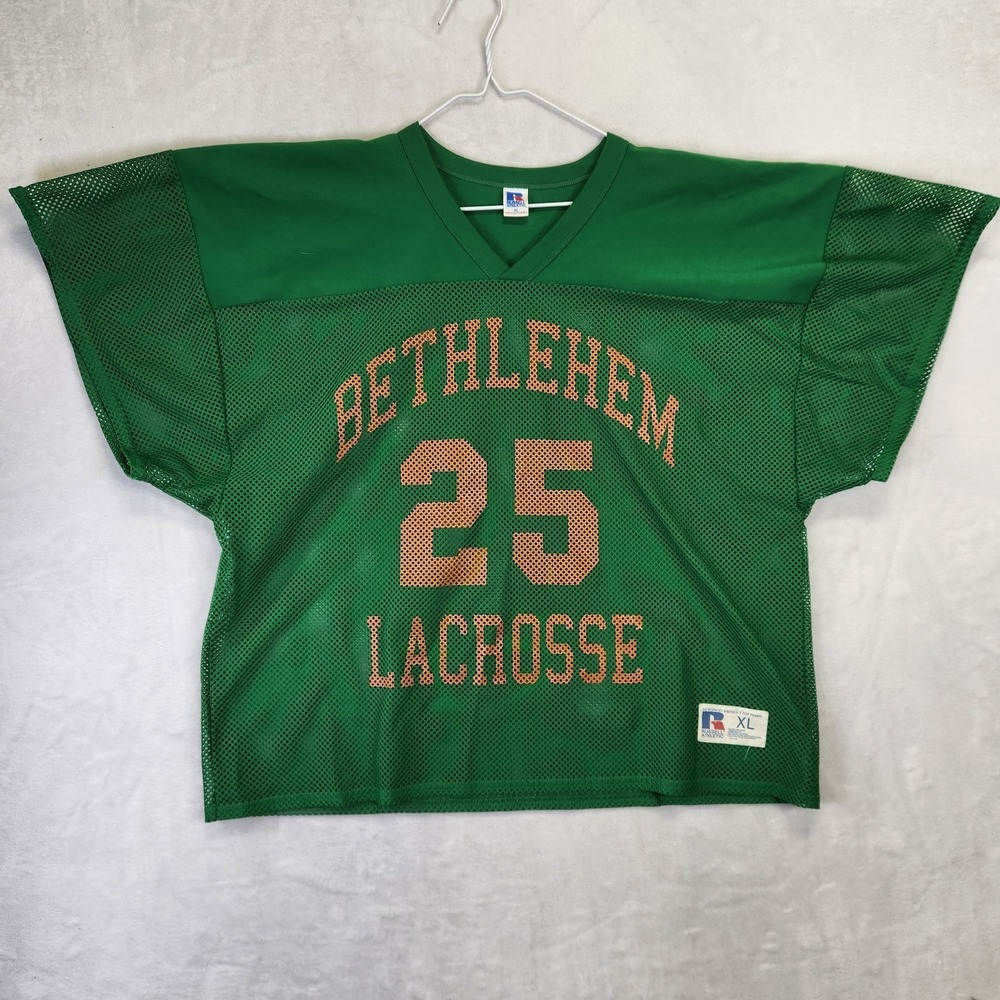 Vintage Russell Athletic Bethlehem Lacrosse‎ 25 Mesh Jersey Green Mens XL